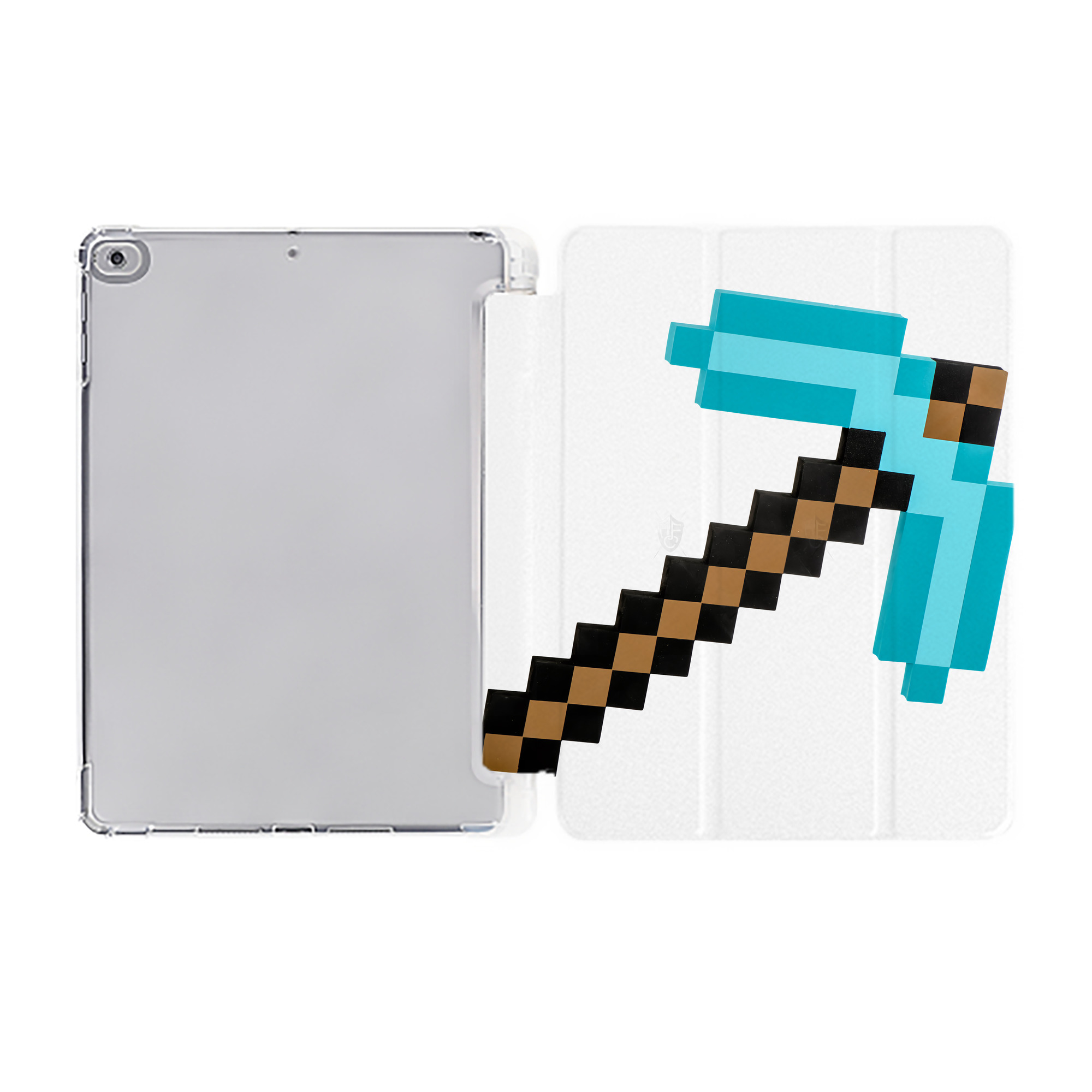 （画像用） マインクラフト ブロックの世界 Minecraft MC Block world IPad ケース ペン収納付き 三つ折りスタンド PUレザー×シリコン 対応機種9.5/10.5/10.9インチ
